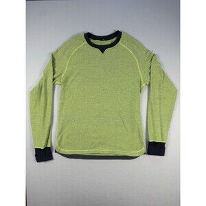 Lululemon Metal Vent Tech Long Sleeve Shirt Green Gray Stripe Men’s Small